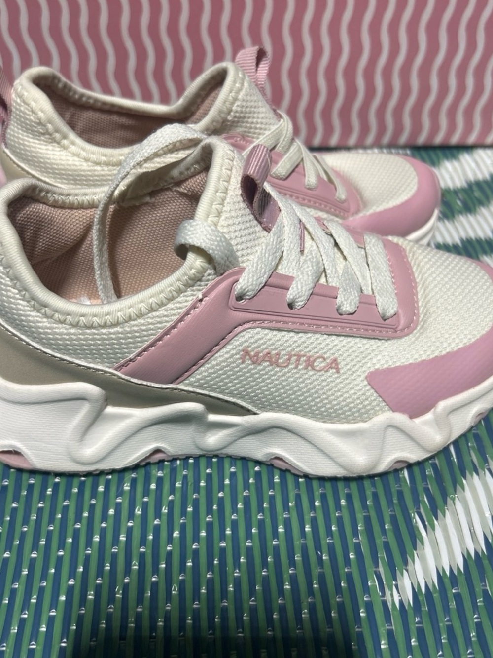 Nautica White and Pink Girls Athletic Sneakers